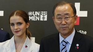Emma Watson como Embajadora de la Buena Voluntad y el Secreatario General de la ONU Ban Ki-moon. Foto: Eduardo Munoz Alvarez.