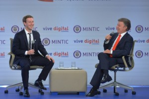 Zuckerberg durante encuentro en la Casa de Nariño con el Presidente Juan Manuel Santos.