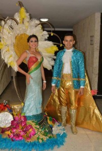 Carlos Barrios y Laura Angulos Reyes civicos del Carnaval de Barranquilla 2015.