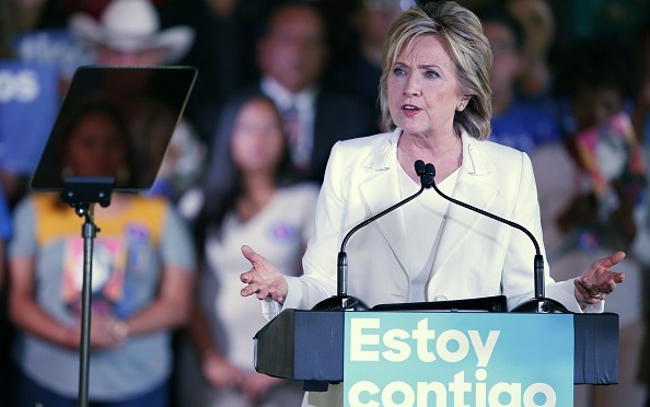 SAN ANTONIO, TX - OCTOBER 15: Democratic U.S. presidential hopeful Hillary Clinton returns to Texas for a "Latinos for Hillary" grassroots event October 15, 2015 in San Antonio, Texas. The event was part of the campaign's ongoing effort to build an organization outside of the four early states and work hard for every vote. (Photo by Erich Schlegel/Getty Images)