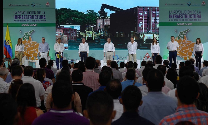 En el evento de la Revolución de la Infraestructura-Región Caribe, el Presidente Juan Manuel Santos afirmó que en zona del país se han invertido 15.4 billones en infraestructura.