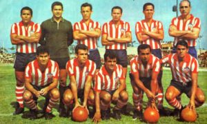 Junior 1967:Arriba: Arturo Segovia, Calixto Avena, Carlos “Papi” Peña, Pedro Brugés, Hermenegildo Segrera, William Martínez (Uru) Abajo: Othon Alberto da Cunha (Bra) , Edvaldo Alves De Lima Santa Rosa “Dida” (Bra), Waldir Cardozo Lebrego “Quarentinha” (BRa), Othon Valentin (Bra)